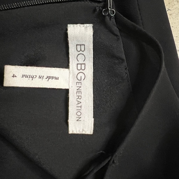 BCBGeneration Jacquard Trim Black Chiffon Dress Size 4 - Picture 8 of 8